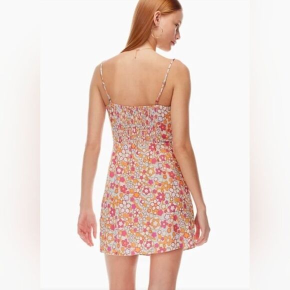 Aritzia Sun Deh Floral Mini Short Straps Sundress Pink Orange Boho Vacay Fairy M - Picture 2 of 11